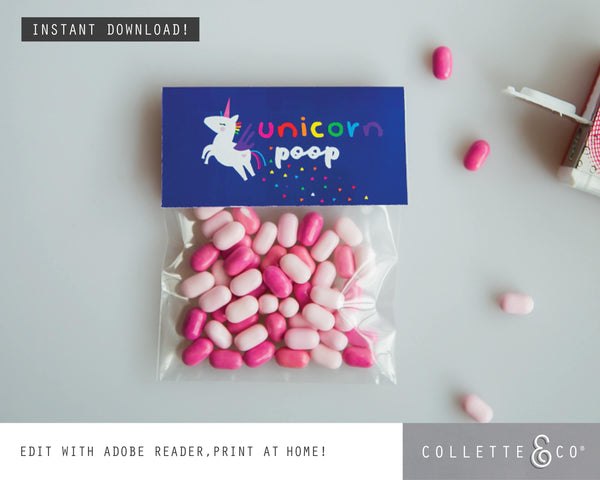 Printable Unicorn Poop Favour Labels Dark 04