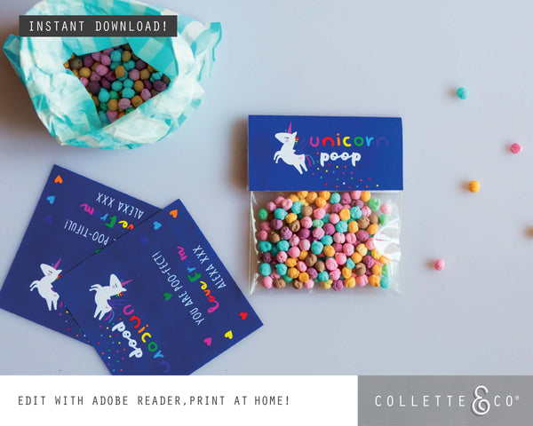 Printable Unicorn Poop Favour Labels Dark 02
