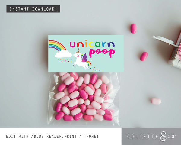 Printable Unicorn Poop Favour Labels Light 03