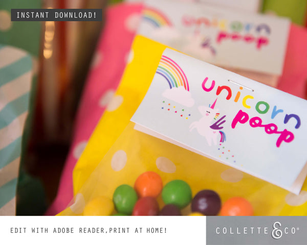Printable Unicorn Poop Favour Labels Light 04