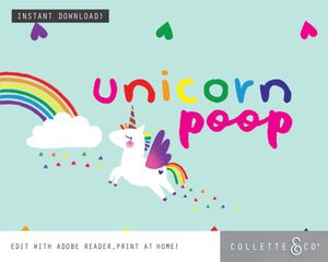Printable Unicorn Poop Favour Labels Light 06
