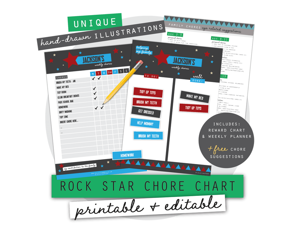 Rock Star Kids Chore Chart