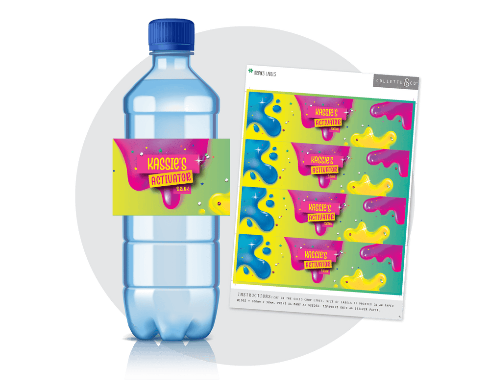 Slime Party Printable Drinks Label
