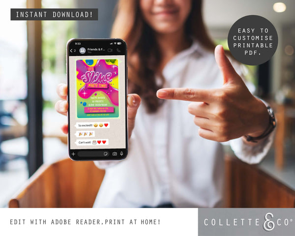 Slime Digital Party Invitation