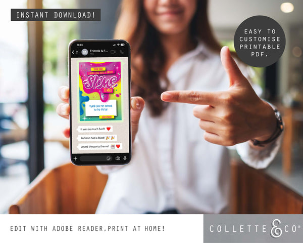 Slime Digital Party Thank You Card