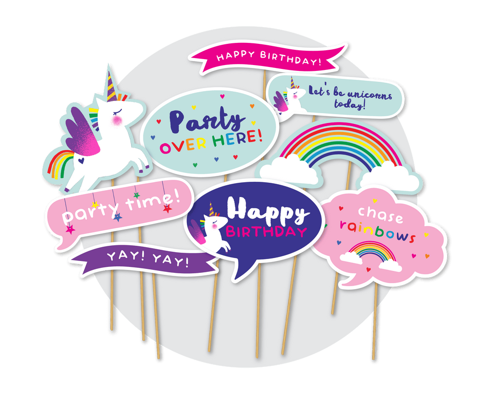 Unicorn Party Printable Photo Booth Signs