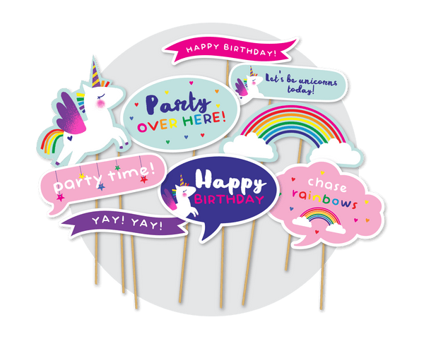 Unicorn Party Printable Photo Booth Signs