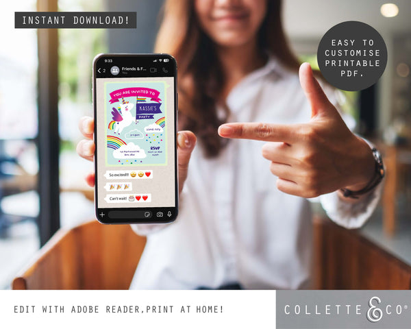 Unicorn Digital Party Invitation