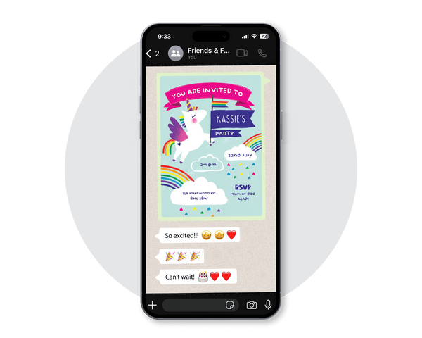 Unicorn Digital Party Invitation