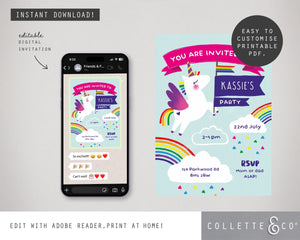 Unicorn Digital Party Invitation 02