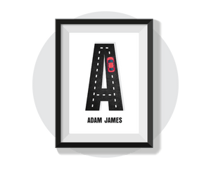 Racing Car Alphabet Printable Wall Art