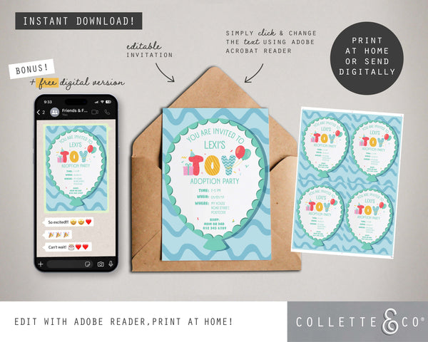 Toy Adoption Party Printable Stationery Pack