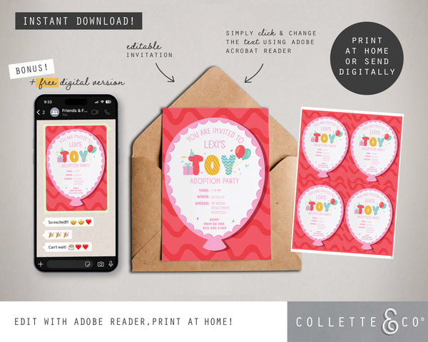 Toy Adoption Party Printable Stationery Pack