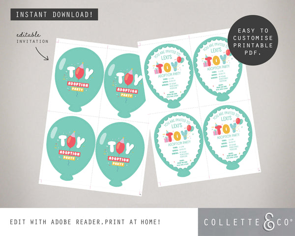 Toy Adoption Party Printable Stationery Pack