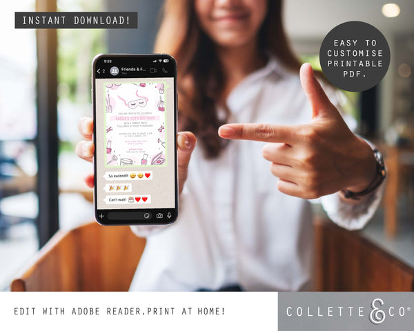 Pamper Party Printable Invitation