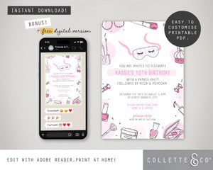 Pamper Party Printable Invitation