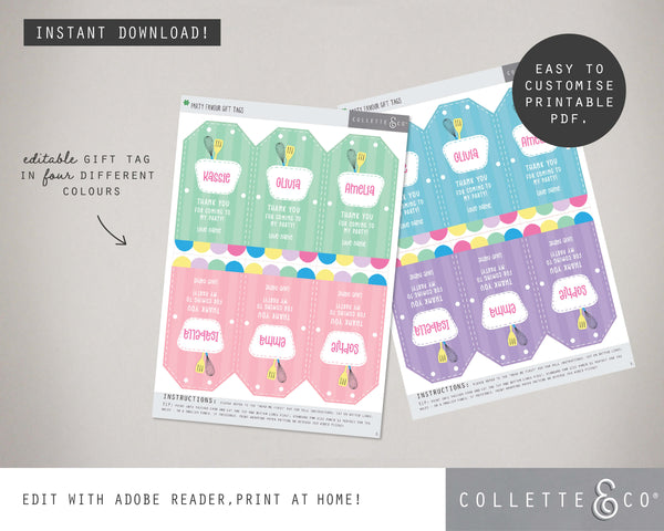 Baking Party Printable Favour Pack