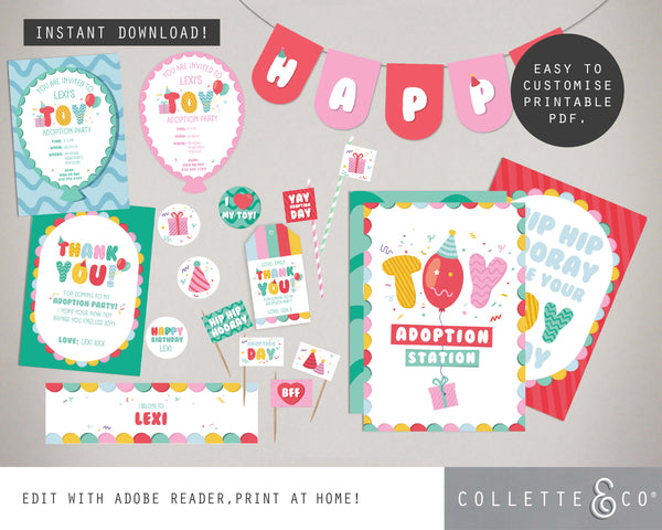 Toy Adoption Party Pack Printables