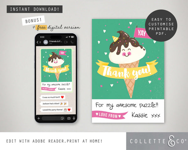 Ice Cream Party Printable Stationery Pack