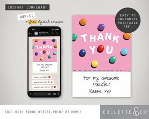 Llama Party Printable Thank You Card