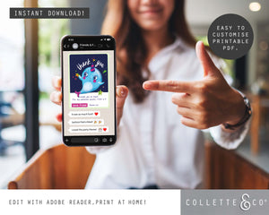 Narwhal Party Printable Thank You Card