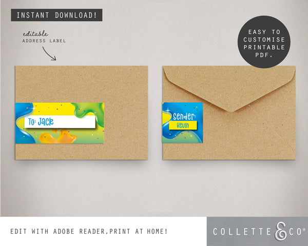Blue Slime Party Printable Stationery Pack