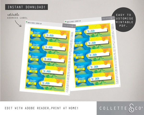 Blue Slime Party Printable Stationery Pack