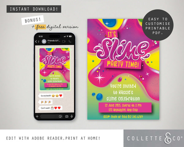 Slime Party Printable Invitation