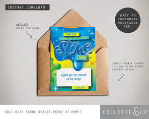 Blue Slime Party Printable Stationery Pack