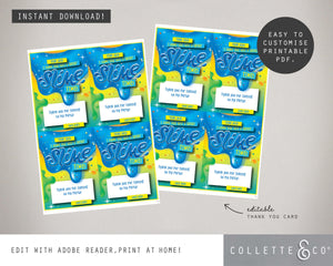 Blue Slime Party Printable Stationery Pack