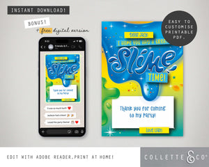Blue Slime Party Printable Stationery Pack