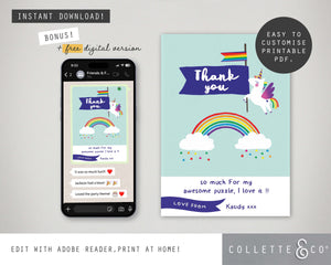 Unicorn Party Printable Stationery Pack