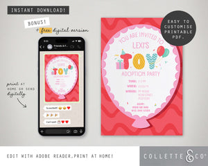 Toy Adoption Party Printable Invitation