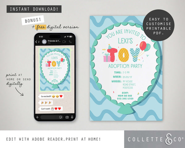 Toy Adoption Party Printable Invitation