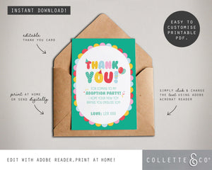 Toy Adoption Party Printable Thank You Card