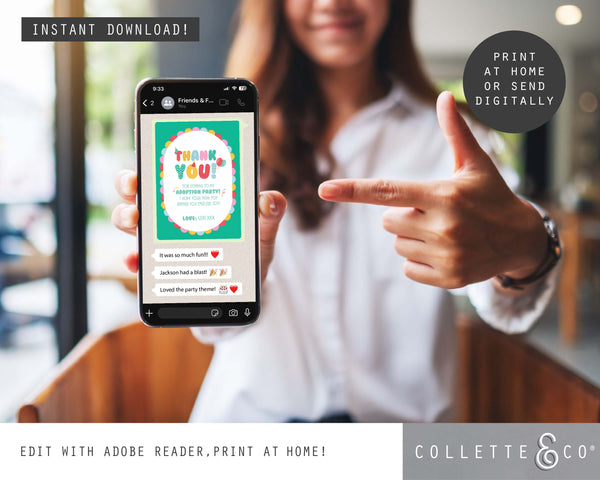 Toy Adoption Party Printable Thank You Card