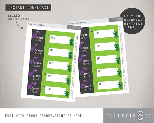 Pink Dinosaur Party Printable Stationary Pack