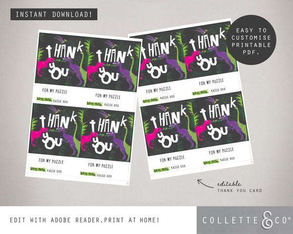 Pink Dinosaur Party Printable Stationary Pack