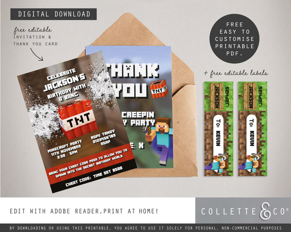FREE Minecraft Party Pack Printables