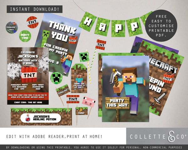 FREE Minecraft Party Pack Printables