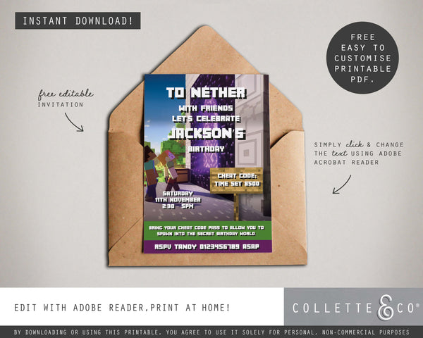 FREE Minecraft Party Pack Printables