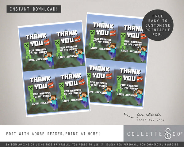 FREE Minecraft Party Pack Printables