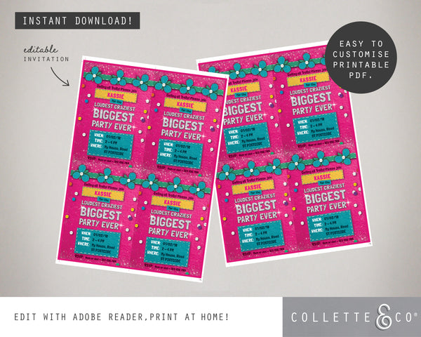 Trolls Party Printable Invitation