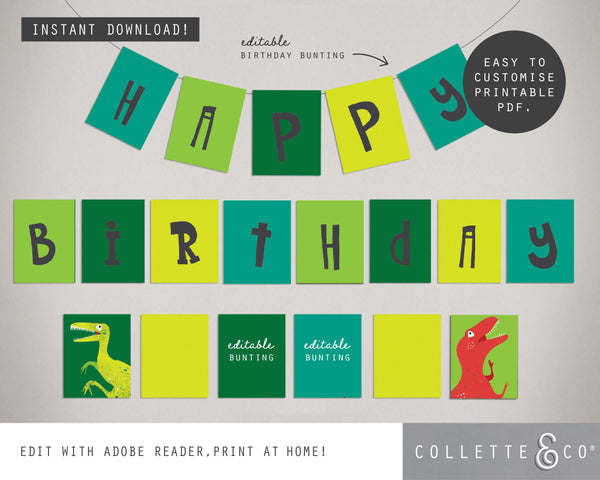Dinosaur Party Printable Bunting