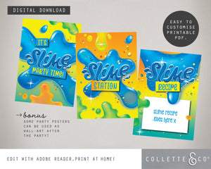 Blue Slime Party Pack Printables