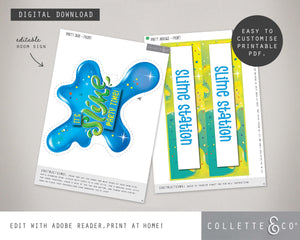 Blue Slime Party Printable Room Sign