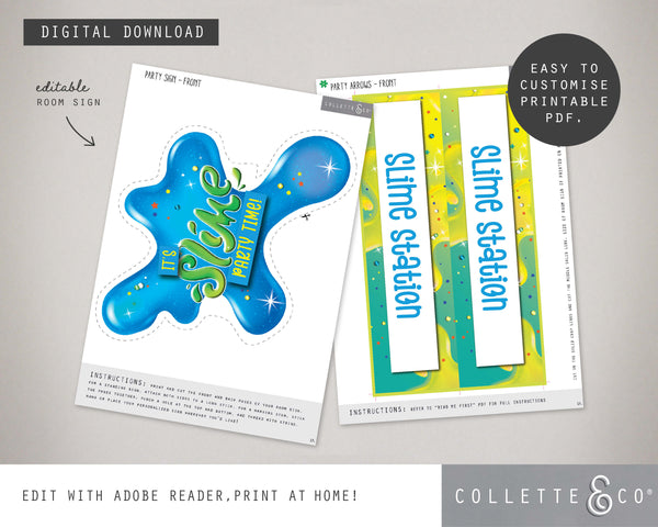 Blue Slime Party Printable Room Sign