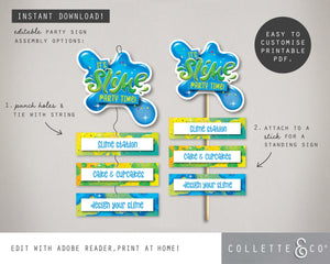 Blue Slime Party Printable Room Sign