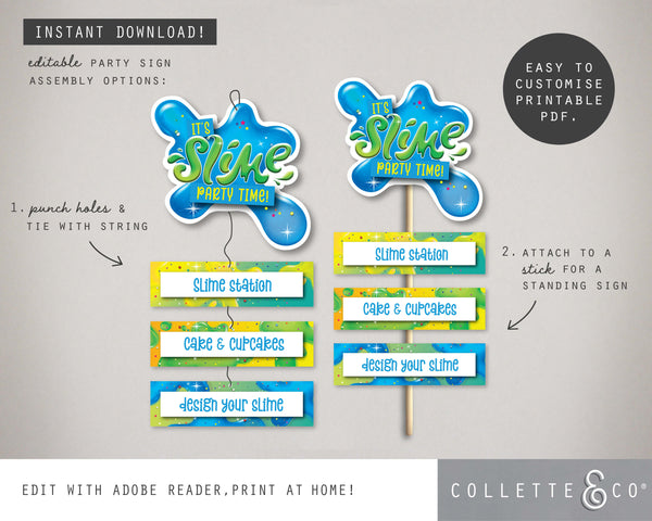 Blue Slime Party Printable Room Sign