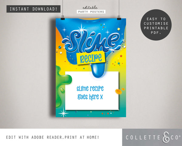Blue Slime Party Pack Printables